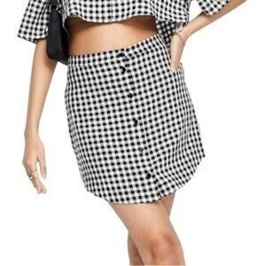 Topshop Black and White Gingham Mini Skirt